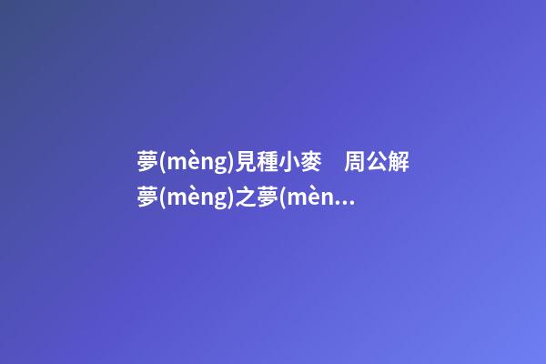 夢(mèng)見種小麥　周公解夢(mèng)之夢(mèng)到種小麥
